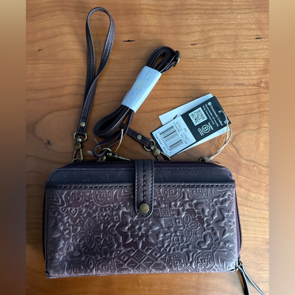 The Sak Iris Embossed Floral Leather Wallet - Deep Mauve